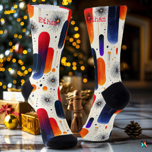 Chaussette Chaussettes de fête avec rouge, orange et bleu Abs