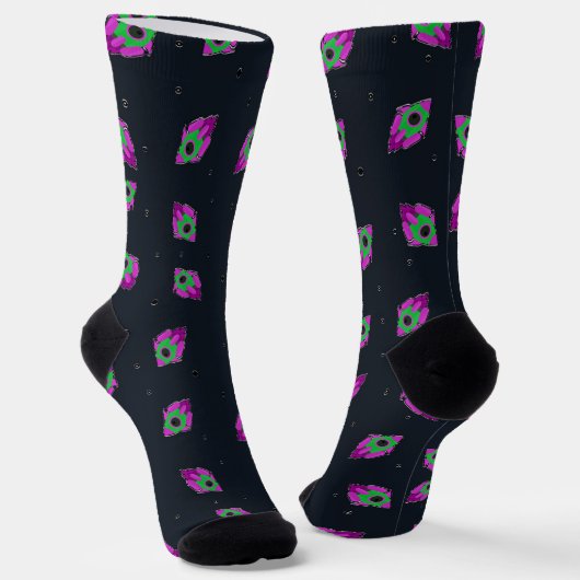 Chaussette Chaussettes de fusée d'espace vert et rose (Angulaire)