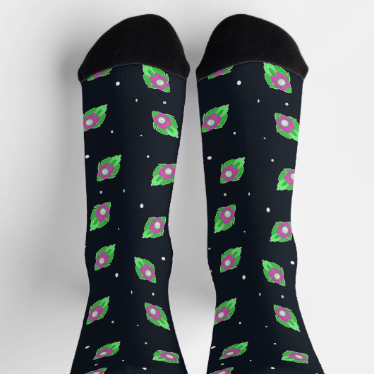 Chaussette Chaussettes de fusée pour espace rose et vert (Haut)