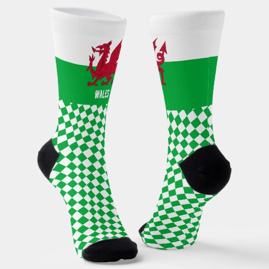 Chaussette Chaussettes de Galles, drapeau gallois, mode Cymru (Angulaire)