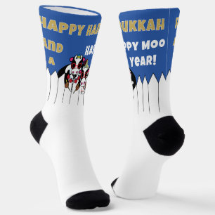 Chaussette Chaussettes de Hanouka "Bonne année MOO"