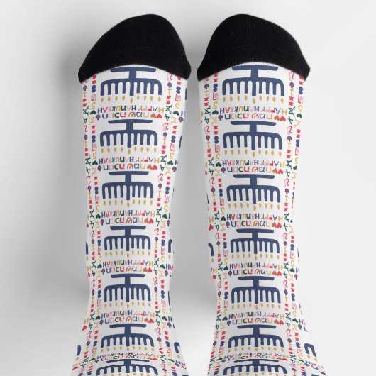 Chaussette Chaussettes de Hanukkah "Menorah Joyeux" (Haut)