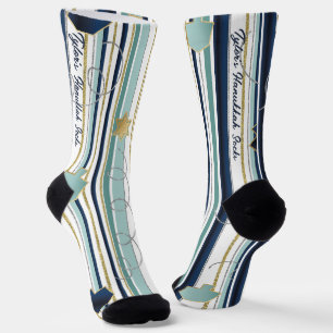 Chaussette Chaussettes de Hanukkah "Rayures bleues et dorées"