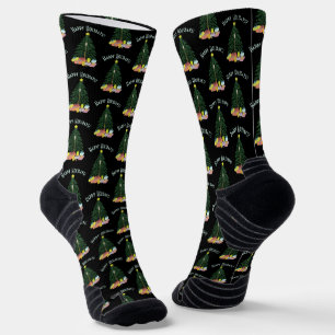 Chaussette Chaussettes de l'équipage noir de l'arbre de Noël