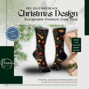 Chaussette Chaussettes de l'équipe de Noël rouge, or et noir