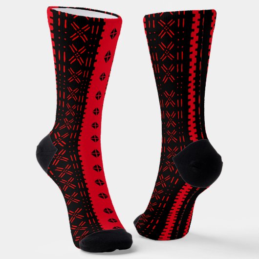 Chaussette Chaussettes De Mode Noir Et Rouge Moderne En Tissu (Angulaire)