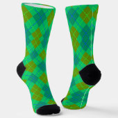 Chaussette Chaussettes de motif Jacquard turquoise et vert (Angulaire)