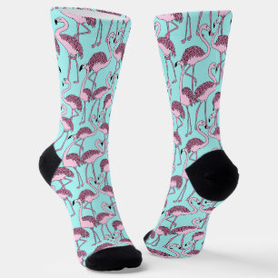 Chaussette Chaussettes de motifs en flamingo rose blanc