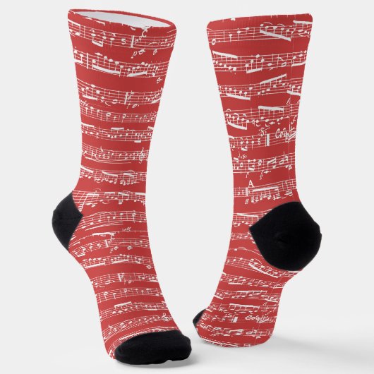 Chaussette Chaussettes de musique en feuille rouge - Chausset (Angulaire)