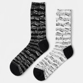 Chaussette Chaussettes de musique noir et blanc - Chaussettes (Gauche)