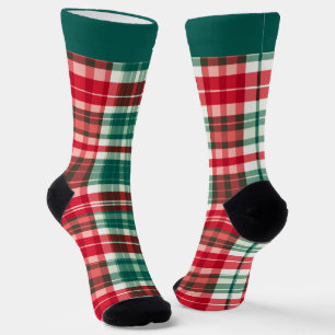 Chaussette Chaussettes de Noël à carreaux verts et rouges ave