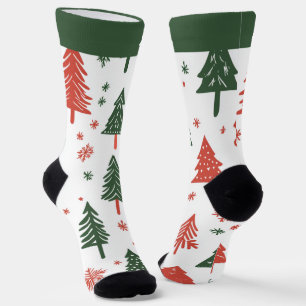 Chaussette Chaussettes de Noël avec sapin abstrait et nom