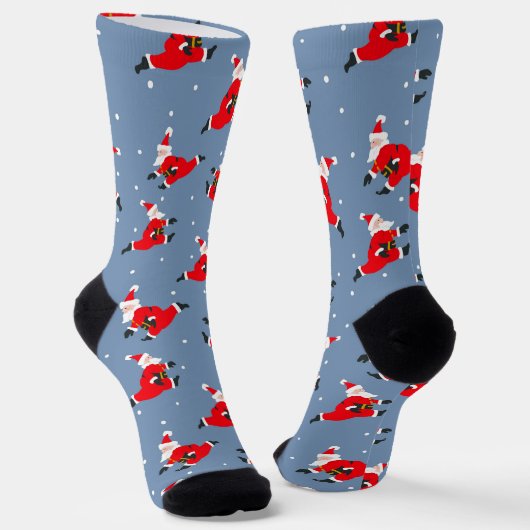 Chaussette Chaussettes de Noël bleues avec Red Dancing Père N (Angulaire)