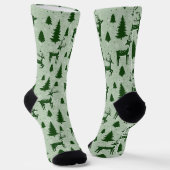 Chaussette Chaussettes de Noël, cerfs verts et arbres (Angulaire)