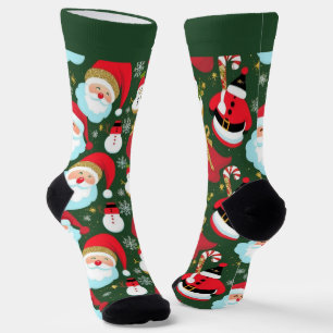 Chaussette Chaussettes de Noël colorées de Père Noël avec nom