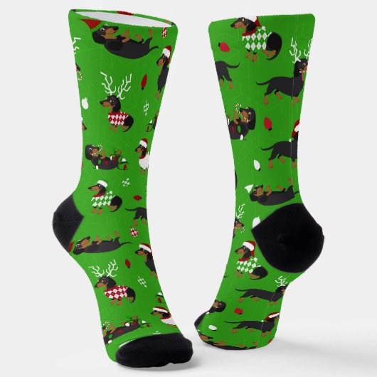 Chaussette Chaussettes de Noël Dachshunds (Angulaire)