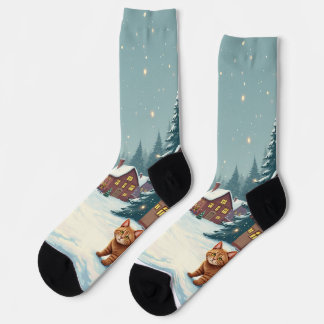 Chaussette Chaussettes de Noël et Chat