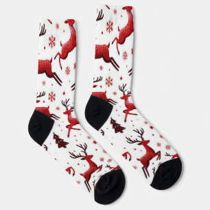 Chaussette Chaussettes de Noël Festive Red Reindeer