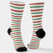 Chaussette Chaussettes de Noël Ho Ho, rayures vert rouge (Angulaire)