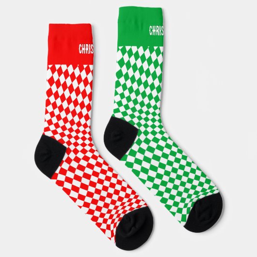 Chaussette Chaussettes de Noël personnalisées, Vert / Rouge (Droite)