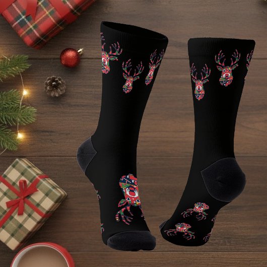 Chaussette Chaussettes de Noël Pixel Reindeer Ugly Sweater