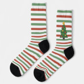 Chaussette Chaussettes de Noël, rayures et arbre (Gauche)