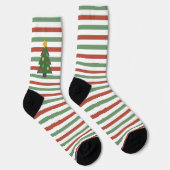 Chaussette Chaussettes de Noël, rayures et arbre (Droite)