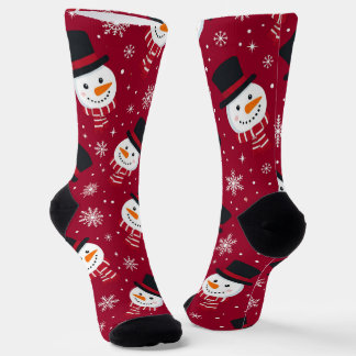 Chaussette Chaussettes de Noël rouges à motif de visage de bo