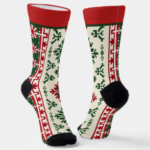 Chaussette Chaussettes de Noël Rouges et Vertes avec Nom
