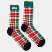 Chaussette Chaussettes de Noël vert et rouge avec nom (Droite)