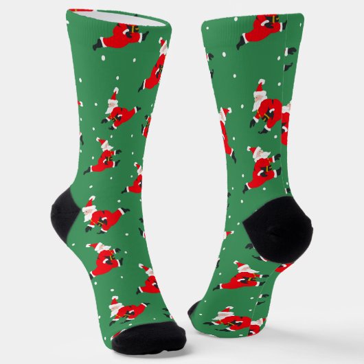 Chaussette Chaussettes de Noël vertes avec Dancing Père Noël (Angulaire)