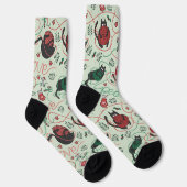 Chaussette Chaussettes de Noël vertes de chaton espiègle (Droite)