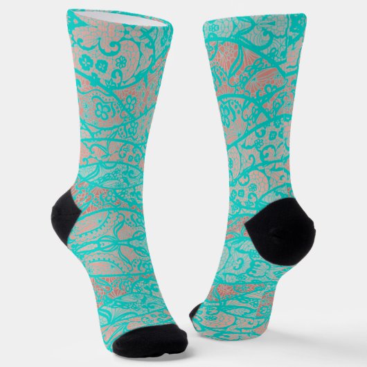 Chaussette Chaussettes de pêche en dentelle bleu Turquoise (Angulaire)
