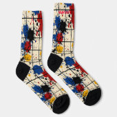 Chaussette Chaussettes de peinture Abstraites avec grille géo (Droite)