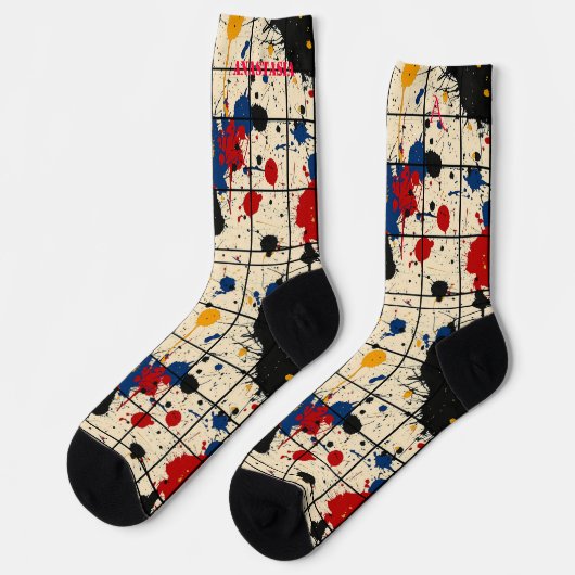 Chaussette Chaussettes de peinture avec conception abstraite  (Gauche)