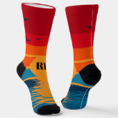 Chaussette Chaussettes de plage au coucher du soleil (Angulaire)