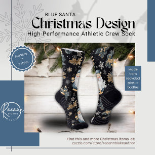 Chaussette Chaussettes de sport à motif de Noël Blue Santa