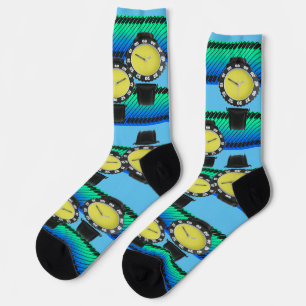 Chaussette Chaussettes de surveillance bleu clair amusant