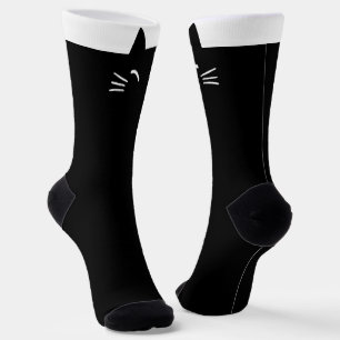 Chaussette Chaussettes de tête de chat noir amusantes