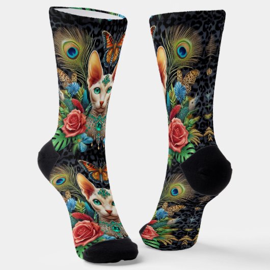 Chaussette Chaussettes d'équipage blanc Sphynx Cat (Angulaire)