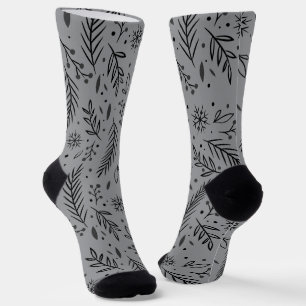 Chaussette Chaussettes d'équipage botanique d'hiver - gris