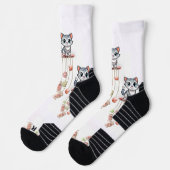 Chaussette Chaussettes d'équipage Chat Kitten Serpent floral (Gauche)