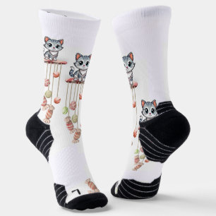 Chaussette Chaussettes d'équipage Chat Kitten Serpent floral
