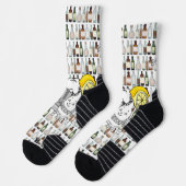 Chaussette Chaussettes d'équipage Citrons de bière beige (Gauche)