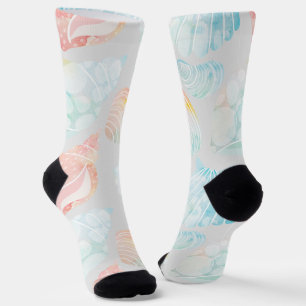 Chaussette Chaussettes d'équipage de coquillages d'aquarelle