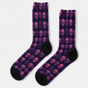 Chaussette Chaussettes d'équipage de crâne rose et violet