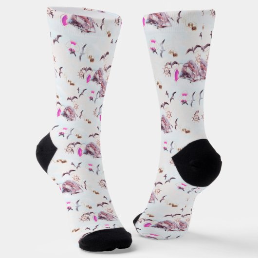 Chaussette Chaussettes d'équipage de motifs maritimes (Angulaire)