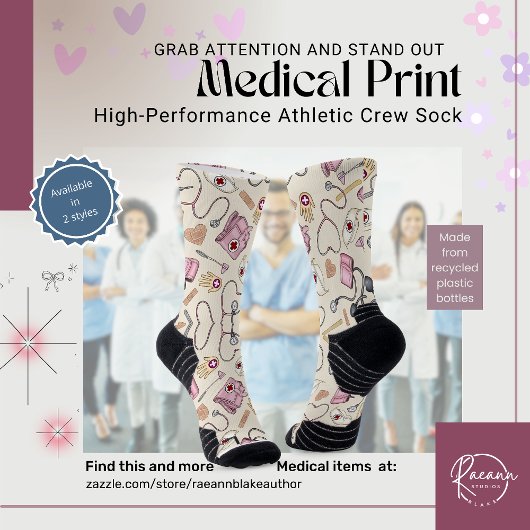 Chaussette Chaussettes d'équipage d'impression médicale