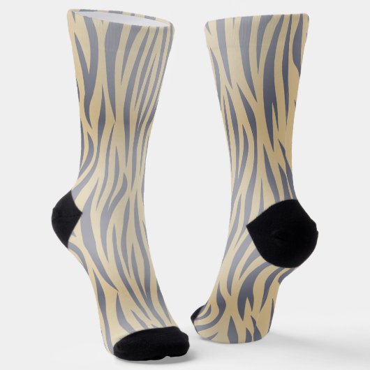 Chaussette Chaussettes d'équipage en bande tan et noir Zebra (Angulaire)