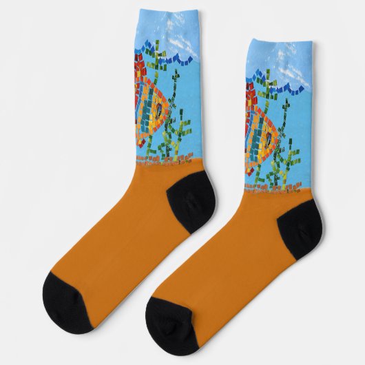 Chaussette Chaussettes d'équipage en mosaïque de poisson (Gauche)